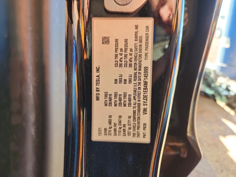 Продаж на аукціоні авто 2022 Tesla Model 3, vin: 5YJ3E1EB4NF145999, номер лоту: 75853825