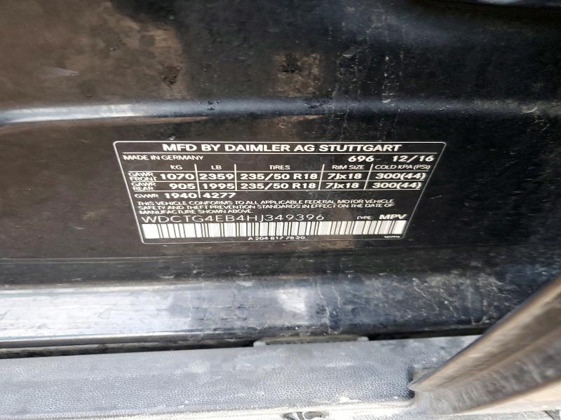 Продаж на аукціоні авто 2017 Mercedes-benz Gla, vin: WDCTG4EB4HJ349396, номер лоту: 77763495