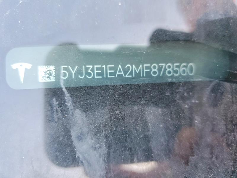 Aukcja sprzedaży 2021 Tesla Model 3, vin: 5YJ3E1EA2MF878560, numer aukcji: 76512985