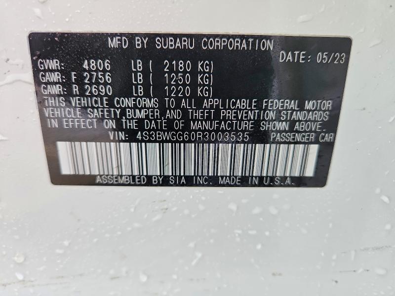 Aukcja sprzedaży 2024 Subaru Legacy, vin: 4S3BWGG60R3003535, numer aukcji: 77018705