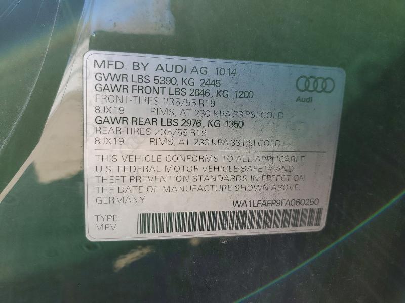 2015 Audi Q5 მანქანა იყიდება აუქციონზე, vin: WA1LFAFP9FA060250, აუქციონის ნომერი: 76838145