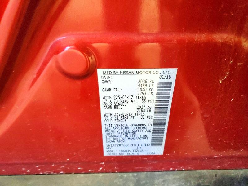 2016 Nissan Rogue მანქანა იყიდება აუქციონზე, vin: 5N1AT2MT6GC801130, აუქციონის ნომერი: 78955485