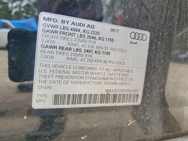 Продажа на аукционе авто 2018 Audi Q3, vin: WA1JCCFS7JR012207, номер лота: 78405135
