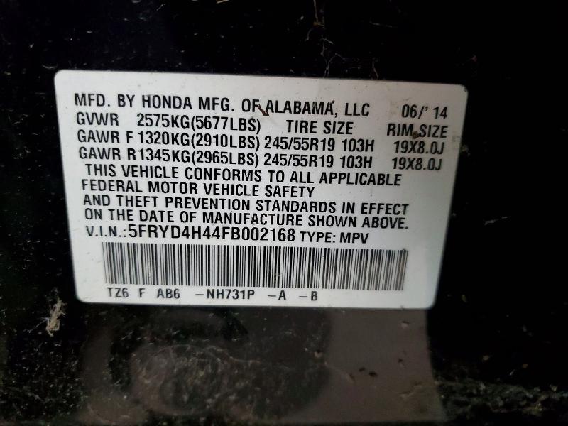 77226895 :رقم المزاد ، 5FRYD4H44FB002168 vin ، 2015 Acura Mdx مزاد بيع