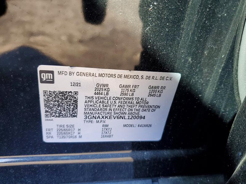 Aukcja sprzedaży 2022 Chevrolet Equinox, vin: 3GNAXKEV6NL120094, numer aukcji: 76765395