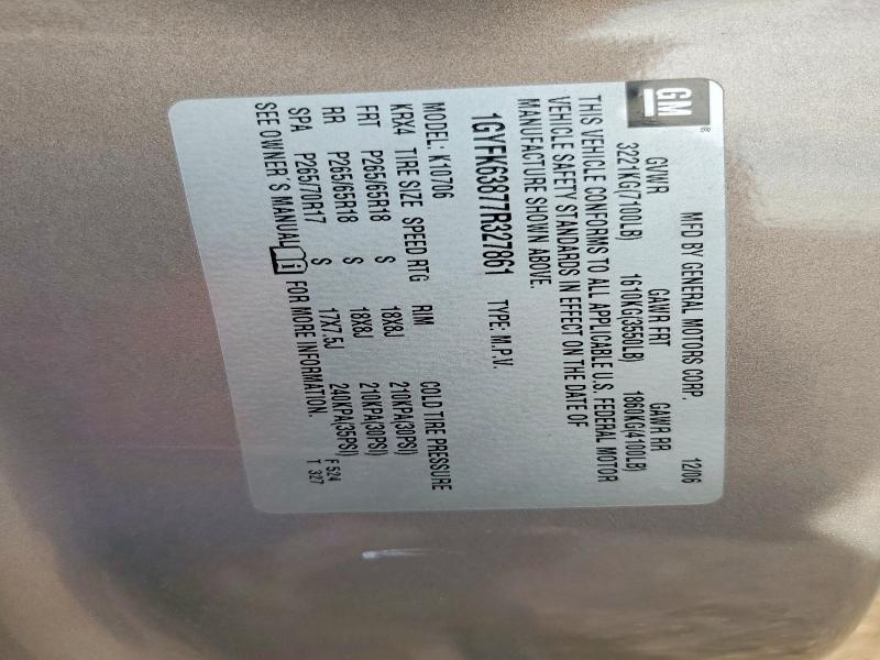 77646915 :رقم المزاد ، 1GYFK63877R327861 vin ، 2007 Cadillac Escalade مزاد بيع