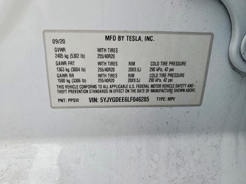 78134415 :رقم المزاد ، 5YJYGDEE6LF046285 vin ، 2020 Tesla Model Y مزاد بيع