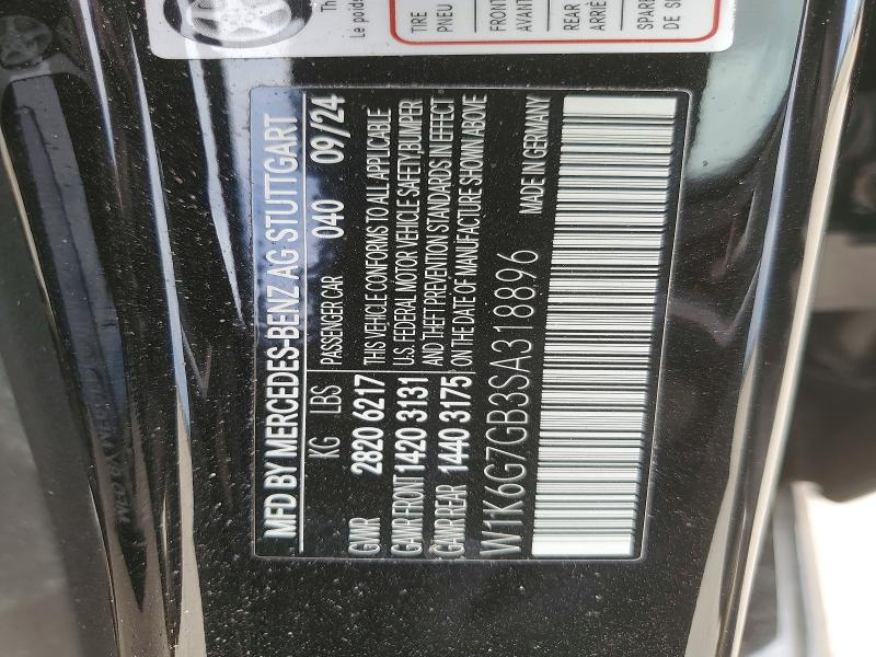 2025 Mercedes-benz S მანქანა იყიდება აუქციონზე, vin: W1K6G7GB3SA318896, აუქციონის ნომერი: 76002695
