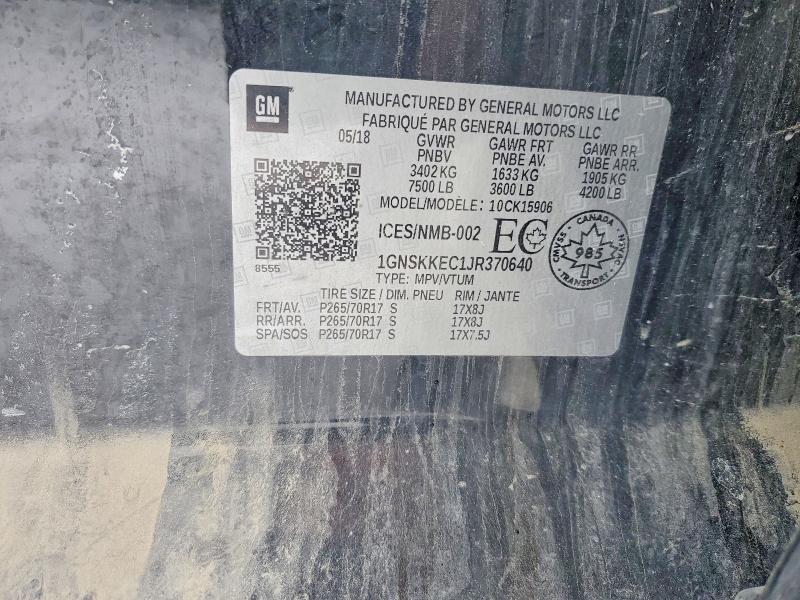 Aukcja sprzedaży 2018 Chevrolet Suburban, vin: 1GNSKKEC1JR370640, numer aukcji: 78067455