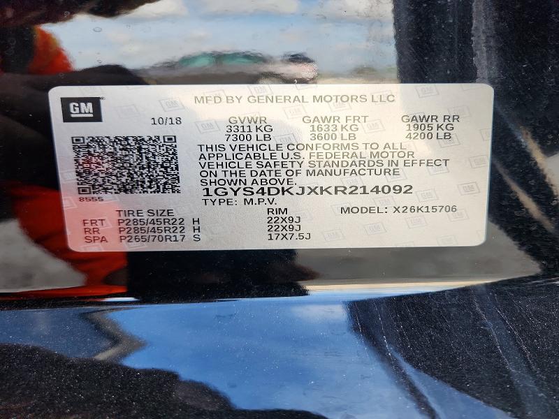 Aukcja sprzedaży 2019 Cadillac Escalade, vin: 1GYS4DKJXKR214092, numer aukcji: 78044605