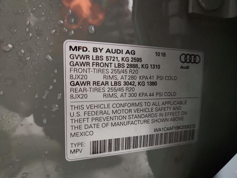 Aukcja sprzedaży 2019 Audi Sq5, vin: WA1C4AFY9K2006272, numer aukcji: 78093915