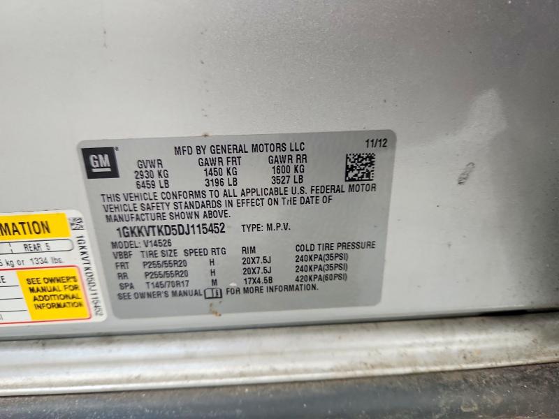 2013 Gmc Acadia მანქანა იყიდება აუქციონზე, vin: 1GKKVTKD5DJ115452, აუქციონის ნომერი: 78975755