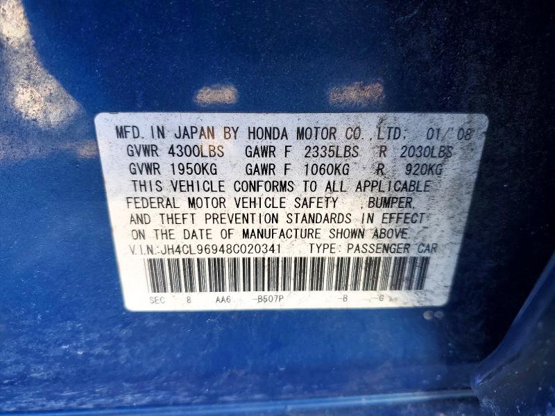 Aukcja sprzedaży 2008 Acura Tsx, vin: JH4CL96948C020341, numer aukcji: 78345795