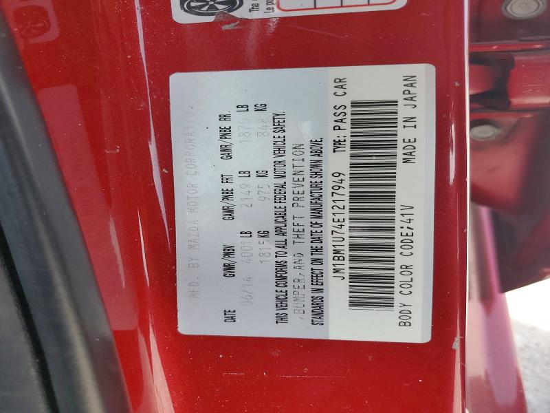 78678275 :رقم المزاد ، JM1BM1U74E1217949 vin ، 2014 Mazda 3 مزاد بيع