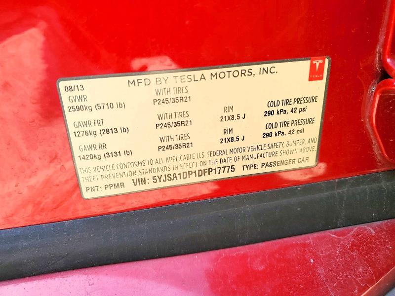 Продажа на аукционе авто 2013 Tesla Model S, vin: 5YJSA1DP1DFP17775, номер лота: 76773555