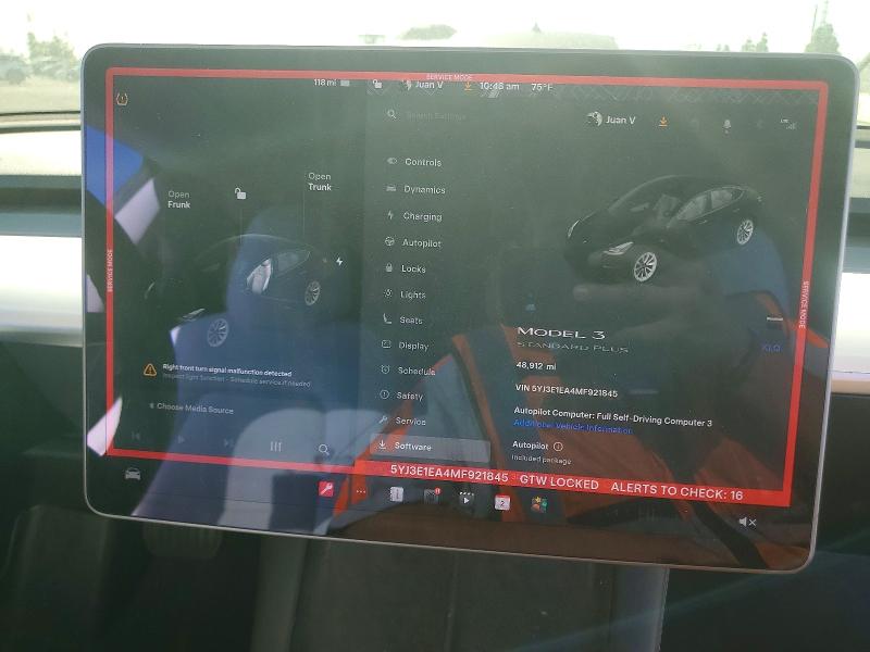 75440565 :رقم المزاد ، 5YJ3E1EA4MF921845 vin ، 2021 Tesla Model 3 مزاد بيع