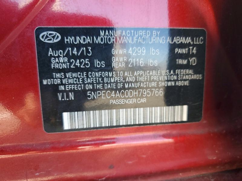 Aukcja sprzedaży 2013 Hyundai Sonata, vin: 5NPEC4AC0DH795766, numer aukcji: 77663585