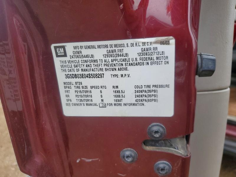 2004 Buick Rendezvous მანქანა იყიდება აუქციონზე, vin: 3G5DB03E04S508297, აუქციონის ნომერი: 74114605