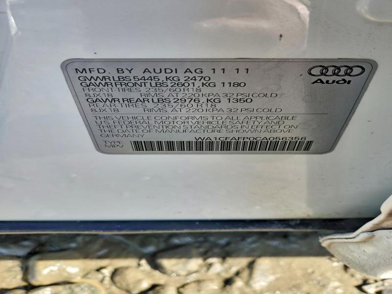 2012 Audi Q5 მანქანა იყიდება აუქციონზე, vin: WA1CFAFP0CA056356, აუქციონის ნომერი: 79438325
