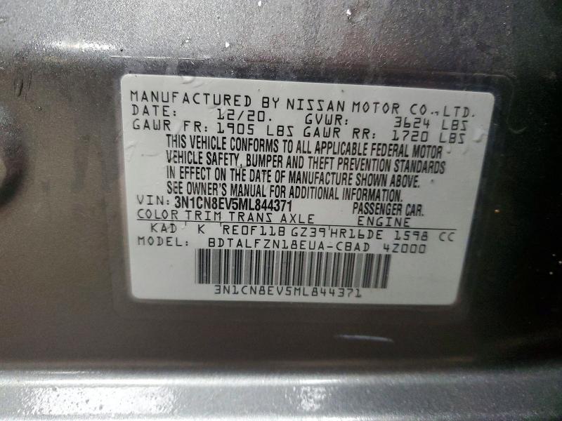 Aukcja sprzedaży 2021 Nissan Versa, vin: 3N1CN8EV5ML844371, numer aukcji: 77962565