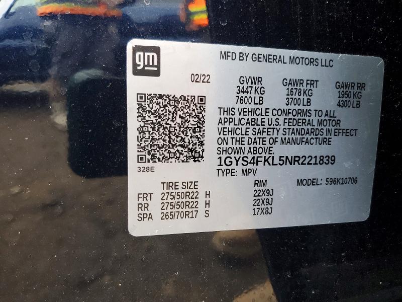 Продажа на аукционе авто 2022 Cadillac Escalade, vin: 1GYS4FKL5NR221839, номер лота: 76699255