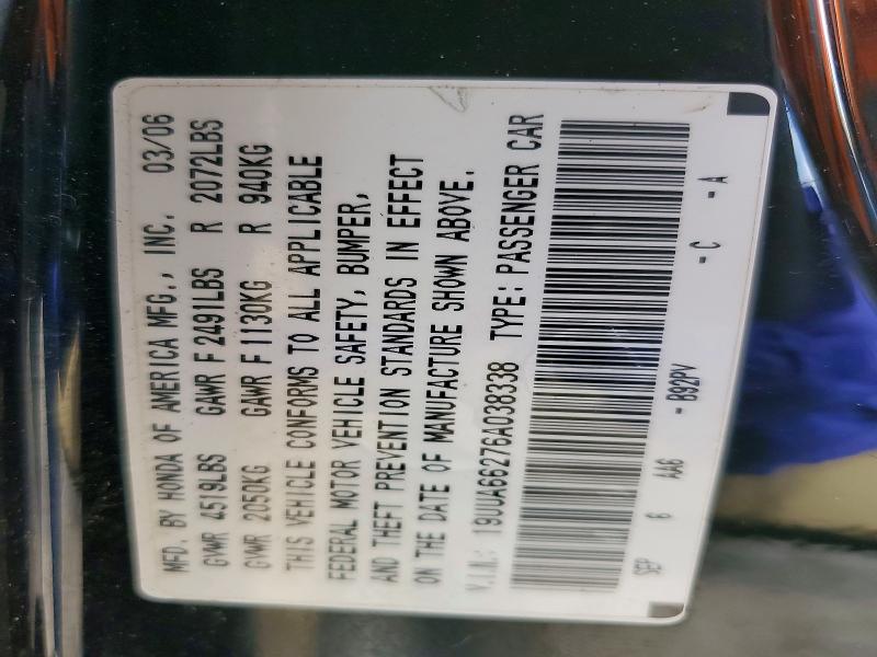 77749415 :رقم المزاد ، 19UUA66276A038338 vin ، 2006 Acura 3.2tl مزاد بيع