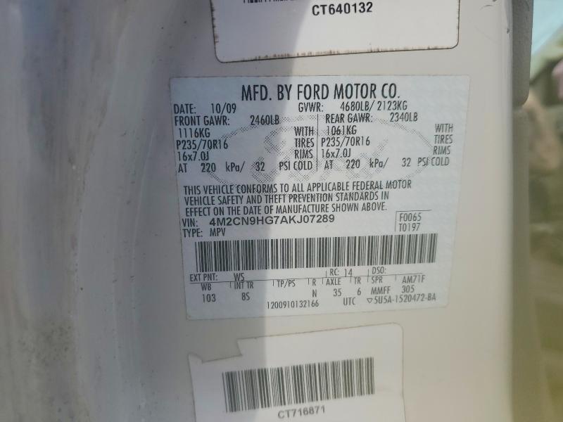 Продаж на аукціоні авто 2010 Mercury Mariner Pr, vin: 4M2CN9HG7AKJ07289, номер лоту: 74786765
