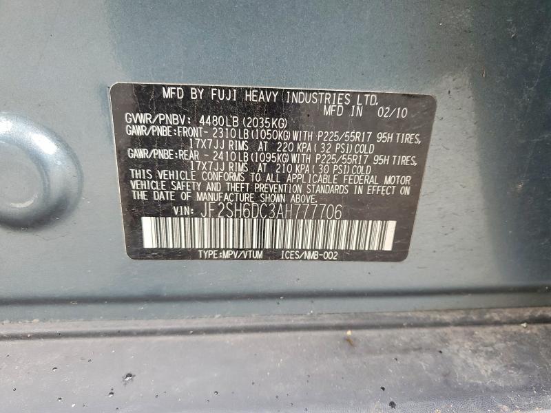 Продажа на аукционе авто 2010 Subaru Forester, vin: JF2SH6DC3AH777706, номер лота: 77737455