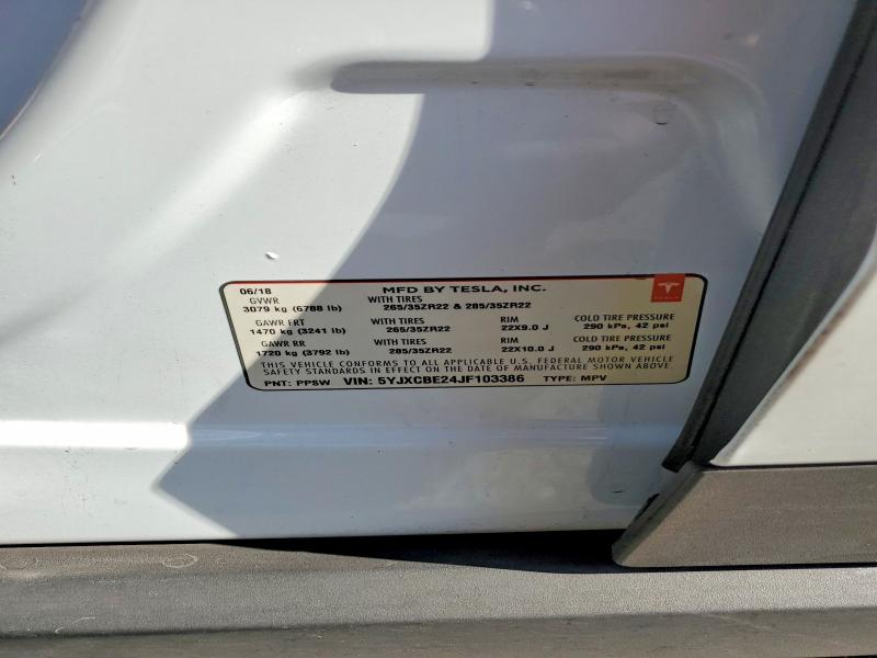 Aukcja sprzedaży 2018 Tesla Model X, vin: 5YJXCBE24JF103386, numer aukcji: 76563165