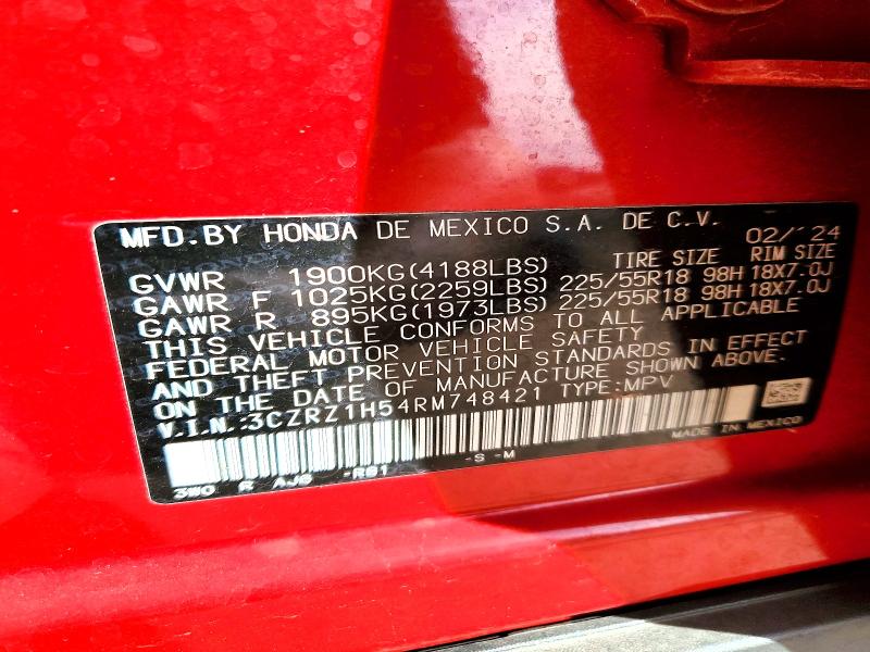 78794105 :رقم المزاد ، 3CZRZ1H54RM748421 vin ، 2024 Honda Hr-v مزاد بيع
