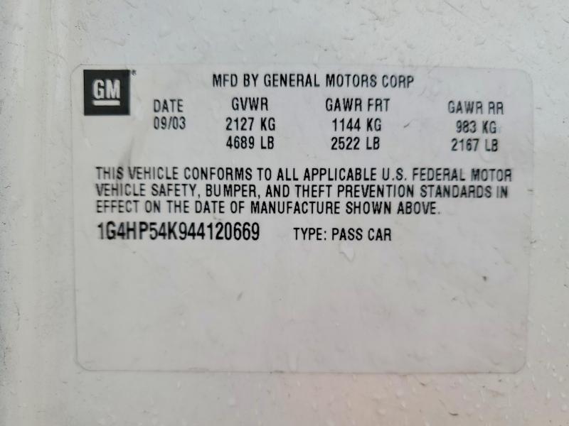 Aukcja sprzedaży 2004 Buick Lesabre, vin: 1G4HP54K944120669, numer aukcji: 75999585