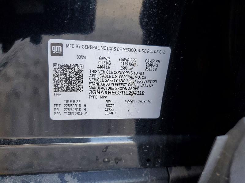 Aukcja sprzedaży 2024 Chevrolet Equinox, vin: 3GNAXHEG7RL294119, numer aukcji: 76923075
