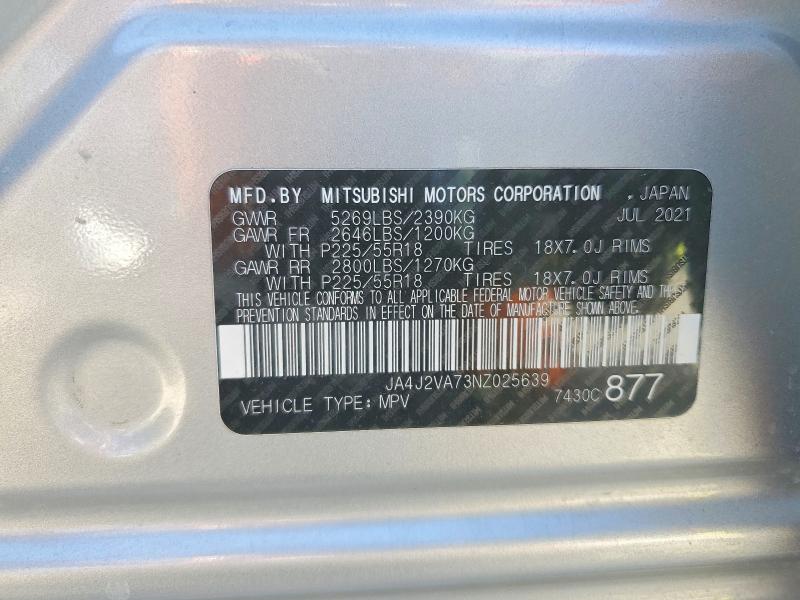 Aukcja sprzedaży 2022 Mitsubishi Outlander, vin: JA4J2VA73NZ025639, numer aukcji: 78725495