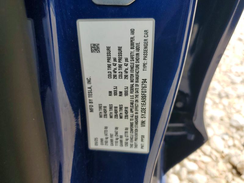 Aukcja sprzedaży 2025 Tesla Model 3, vin: 5YJ3E1EA9SF076794, numer aukcji: 78111245