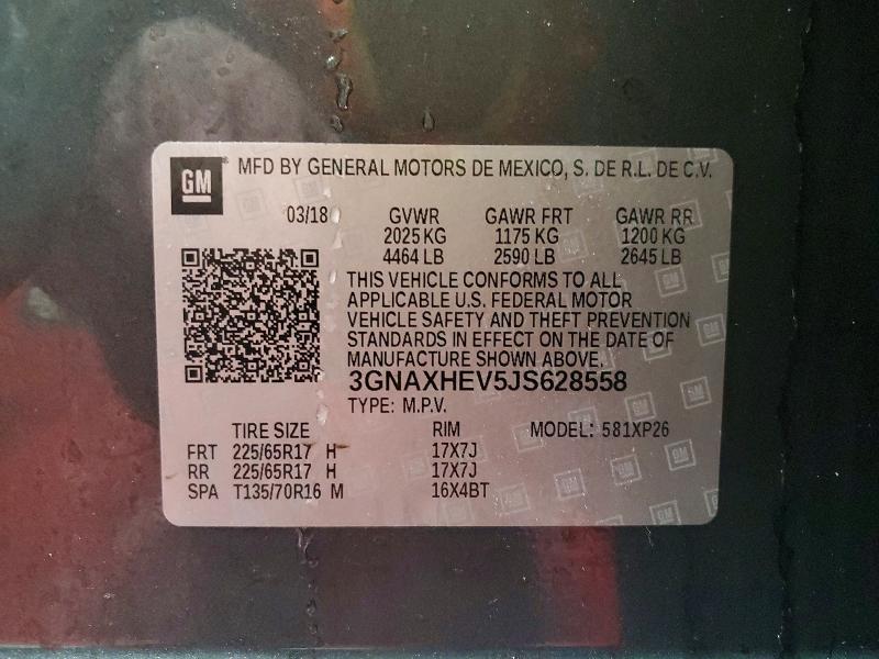 Продаж на аукціоні авто 2018 Chevrolet Equinox, vin: 3GNAXHEV5JS628558, номер лоту: 76378835
