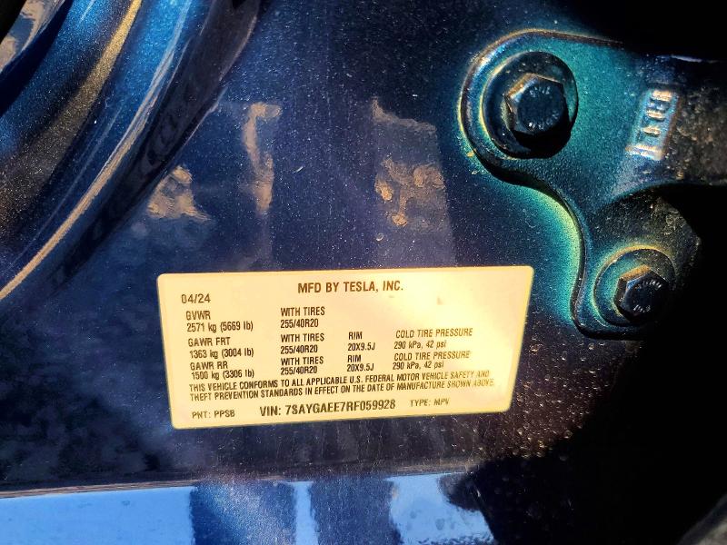 Продаж на аукціоні авто 2024 Tesla Model Y, vin: 7SAYGAEE7RF059928, номер лоту: 75880535