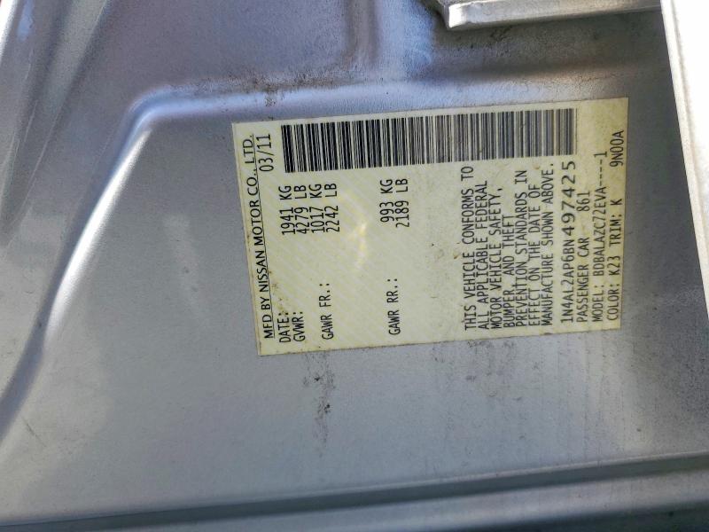 2011 Nissan Altima მანქანა იყიდება აუქციონზე, vin: 1N4AL2AP6BN497425, აუქციონის ნომერი: 77946755