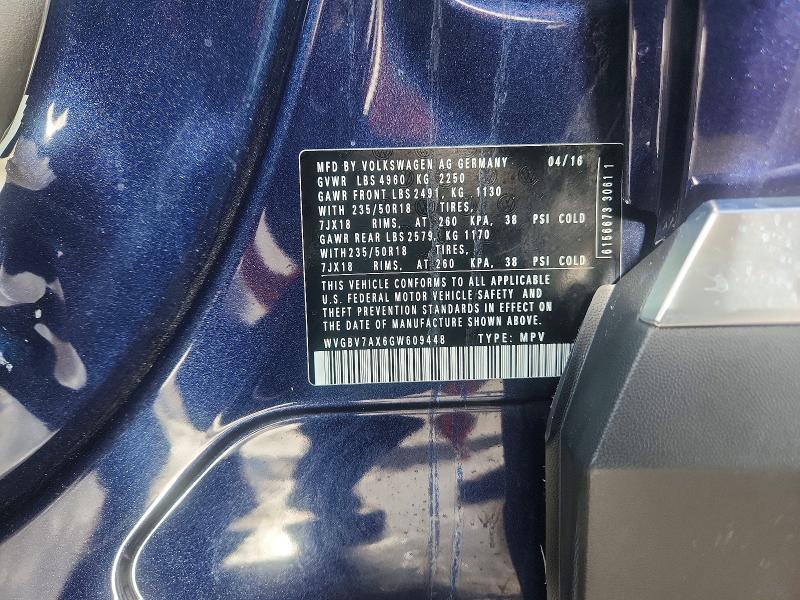 Aukcja sprzedaży 2016 Volkswagen Tiguan, vin: WVGBV7AX6GW609448, numer aukcji: 78655955