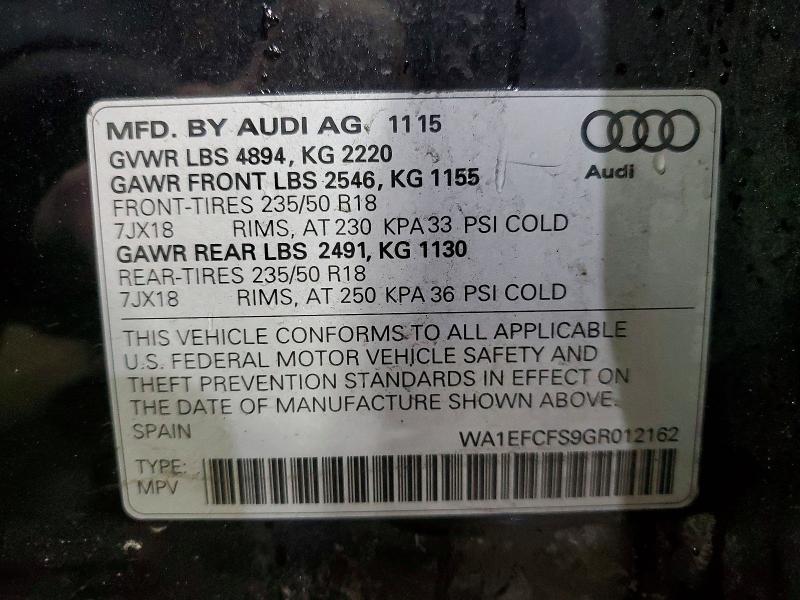 Продажа на аукционе авто 2016 Audi Q3, vin: WA1EFCFS9GR012162, номер лота: 78620535