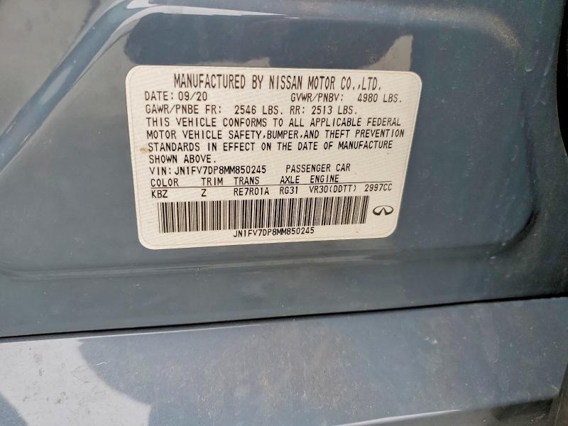 Aukcja sprzedaży 2021 Infiniti Q50, vin: JN1FV7DP8MM850245, numer aukcji: 78862465