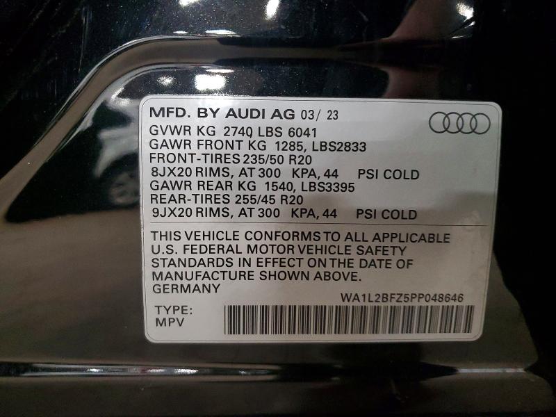 77253255 :رقم المزاد ، WA1L2BFZ5PP048646 vin ، 2023 Audi Q4 E-tron مزاد بيع