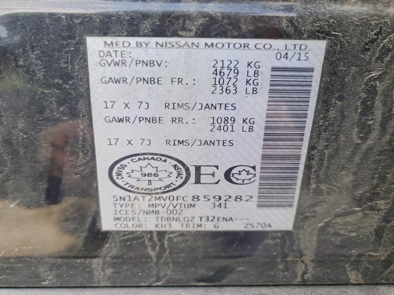 78670485 :رقم المزاد ، 5N1AT2MV0FC859282 vin ، 2015 Nissan Rogue مزاد بيع