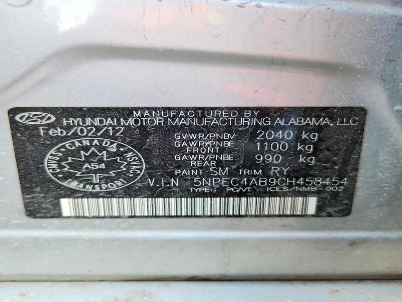 Aukcja sprzedaży 2012 Hyundai Sonata, vin: 5NPEC4AB9CH458454, numer aukcji: 76352185