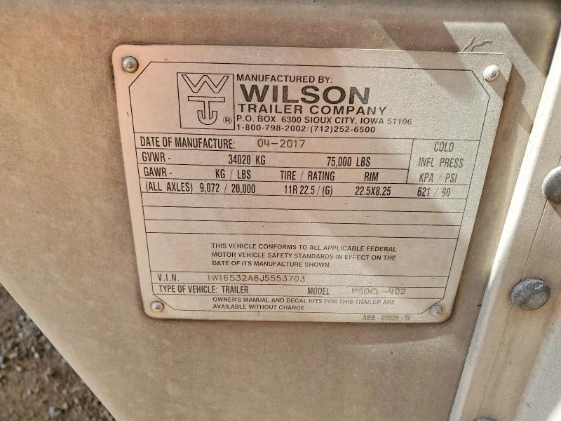 2018 Wilson 53 Hog Trl მანქანა იყიდება აუქციონზე, vin: 1W16532A6J5553703, აუქციონის ნომერი: 77092775