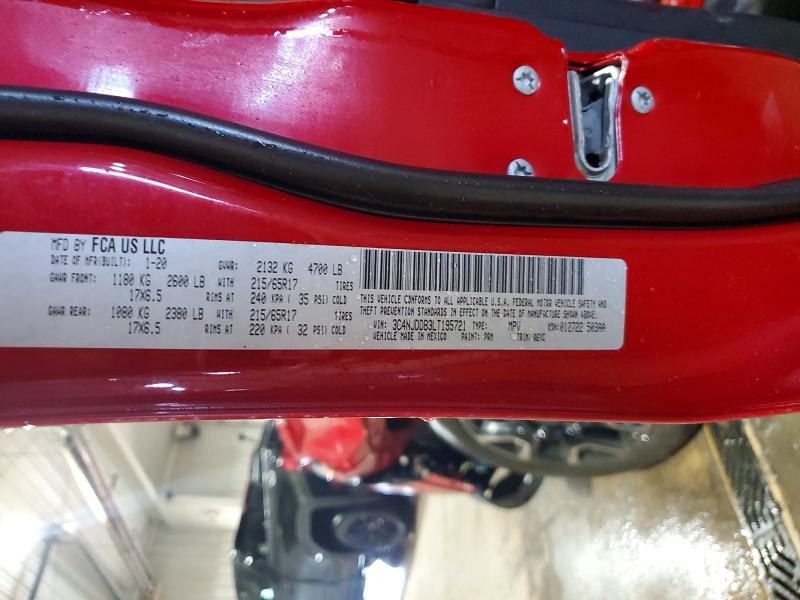 75797255 :رقم المزاد ، 3C4NJDDB3LT195721 vin ، 2020 Jeep Compass مزاد بيع
