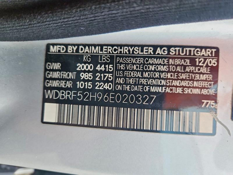 Aukcja sprzedaży 2006 Mercedes-benz C, vin: WDBRF52H96E020327, numer aukcji: 76717025