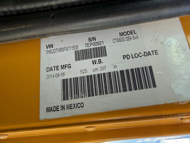 79422195 :رقم المزاد ، 3HSJGTKR3FN711535 vin ، 2015 Caterpillar Ct660 مزاد بيع