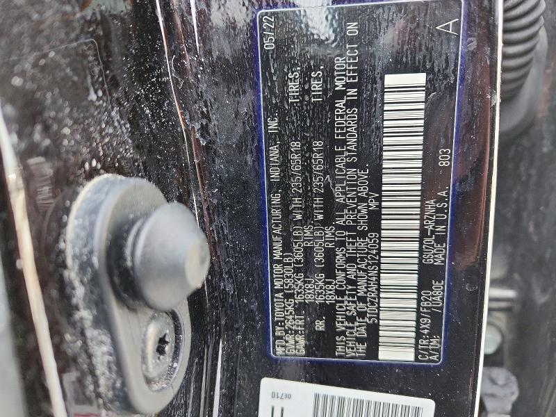 Продаж на аукціоні авто 2022 Toyota Highlander, vin: 5TDCZRAH4NS124059, номер лоту: 75567185