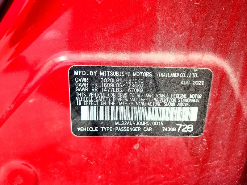 Продаж на аукціоні авто 2021 Mitsubishi Mirage, vin: ML32AUHJ0MH010015, номер лоту: 79394475