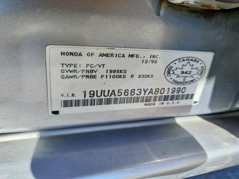 Aukcja sprzedaży 2000 Acura 3.2tl, vin: 19UUA5663YA801990, numer aukcji: 75859395
